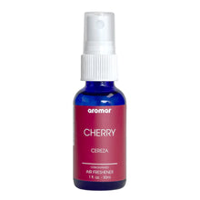  Image of Aromar Cherry Air Freshener, encapsulating the sweet tartness and bright scent of ripe cherries, designed to neutralize odors and deliver long-lasting, unique fragrance, made in the USA.