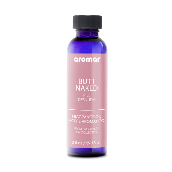 Fragrance Oil Butt Naked by Aromar features top notes of strawberry, coconut, and cherry; middle notes of banana, apple, pear, melon, and peach; and base notes of mint, clove, and French vanilla. Now that's what we call a harmonious blend!