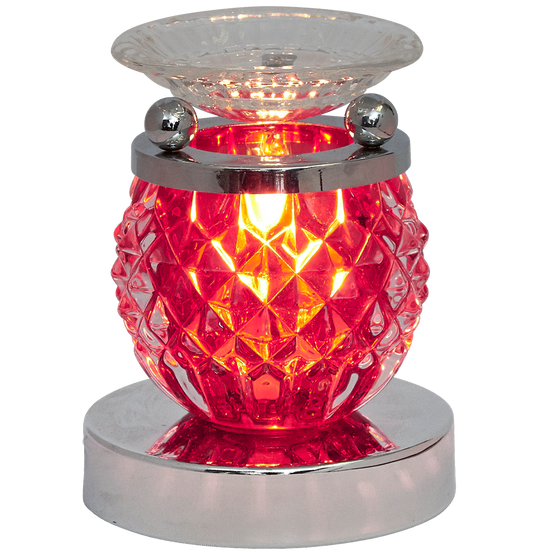 Oil Warmer Red Glass Geo Touch Lamp by Aromar
