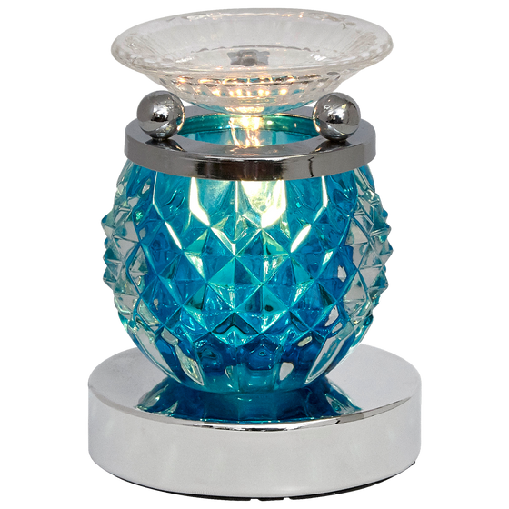 Oil Warmer Blue Glass Geo Touch Lamp by Aromar