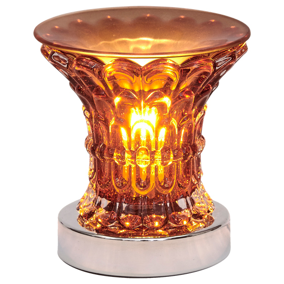 Oil Warmer Brown Glass Maze Touch Lamp by Aromar