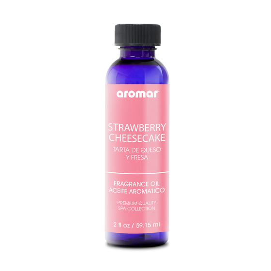 Fragrance Oil Strawberry Cheesecake by Aromar. This scent fully captures the essence of a thick slice of creamy cheesecake with homemade strawberry sauce.