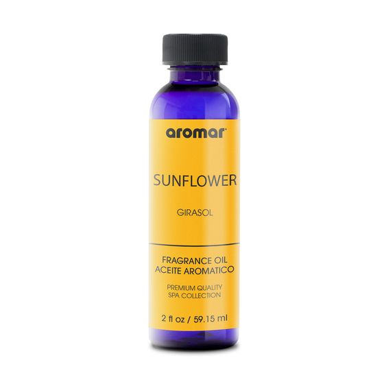 Fragrance Oil Sunflower by Aromar with a features top notes of mandarin, orange blossom, sweet melon, peach, bergamot, zesty lemon, and Brazilian rosewood; middle notes of orris root, cyclamen, Osmanthus, jasmine. and rose; and base notes of musk, oakmoss, cedar, sandalwood, and amber.