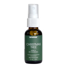  Image of Aromar Christmas Tree Air Freshener, providing the crisp aroma of balsam fir and pine, reminiscent of the holiday season, long-lasting, uniquely formulated for odor neutralization, made in the USA.