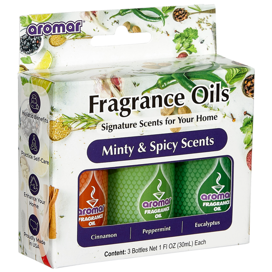 Aromatic Oil Minty & Spice Scents by Aromar / 1oz-3Pack Combo