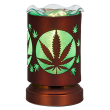  Oil Warmer Copper Cannabis Touch Lamp Round by Aromar
