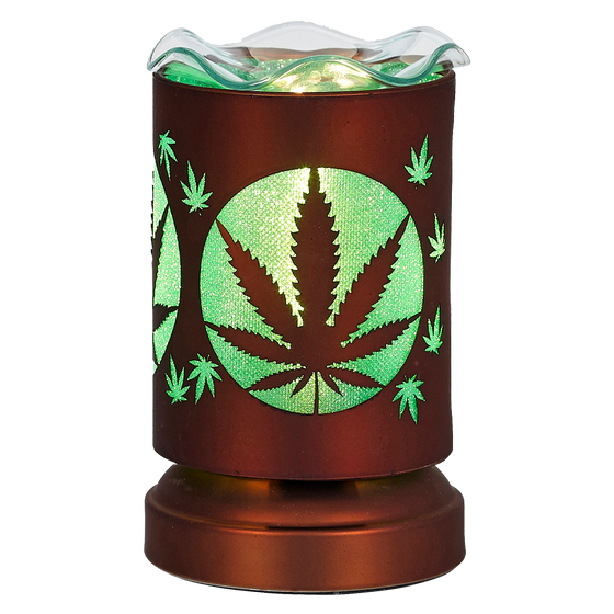 Oil Warmer Copper Cannabis Touch Lamp Round by Aromar