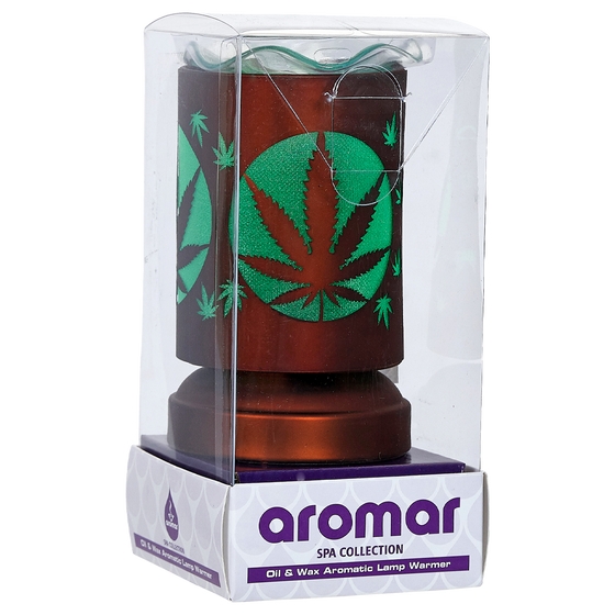 Oil Warmer Copper Cannabis Touch Lamp Round by Aromar