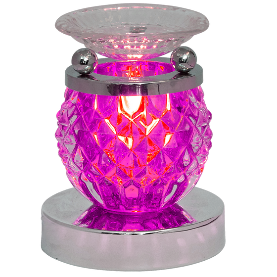 Oil Warmer Purple Glass  Geo Touch Lamp by Aromar