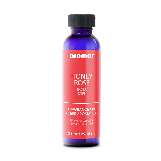 Fragrance Oil Honey Rose by Aromar. A brilliantly floral aroma, this scent features violet, clove, and cherry notes. Unleash this perfect scent to make your home feel cool, calm, and collected.