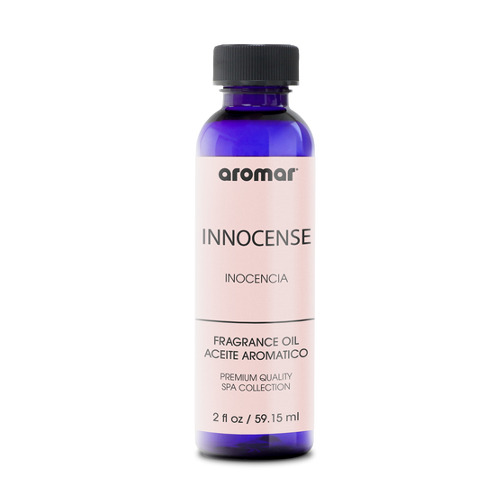 Fragrance Oil Innocence by Aromar is the cleansing scent features top notes of powdery peony petals, jasmine, alyssum, and fresh strawberries and bottom notes of Egyptian musk, lily of the valley, and vanilla bean.