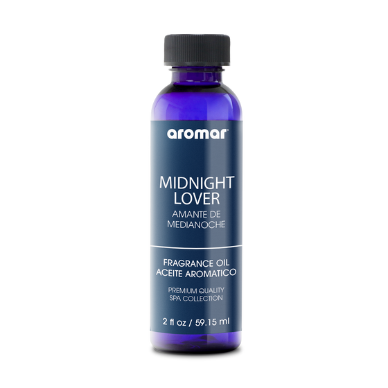 Fragrance Oil Midnight Lover by Aromar. With subtle hints of berry, this fragrance is sure to add harmonious aroma to any ambiance. It's a popular scent for accentuating euphoria, sensuality, harmony, and love.