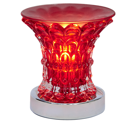 Oil Warmer Red Glass Maze Touch Lamp by Aromar
