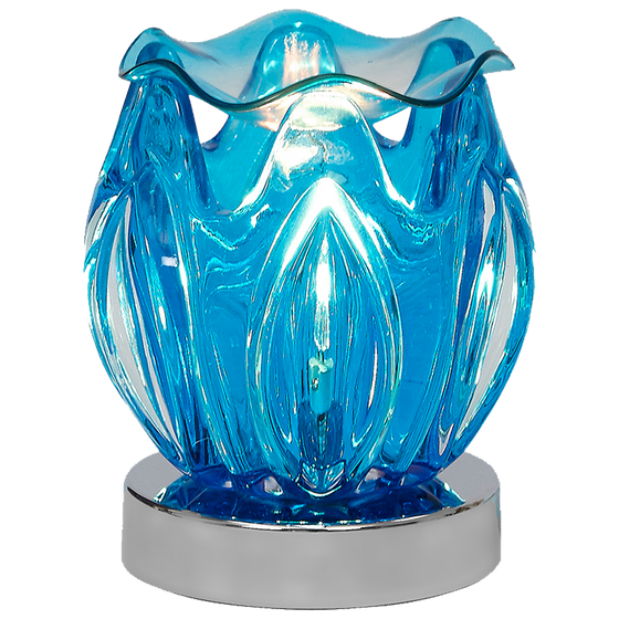 Oil Warmer Blue Glass Petal Touch Grande by Aromar