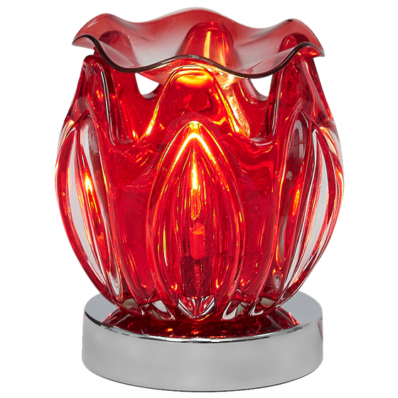 Oil Warmer Red Glass Petal Touch Grande by Aromar