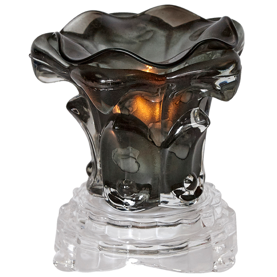 Oil Warmer Black Glass Rose Dimmer Lamp by Aromar