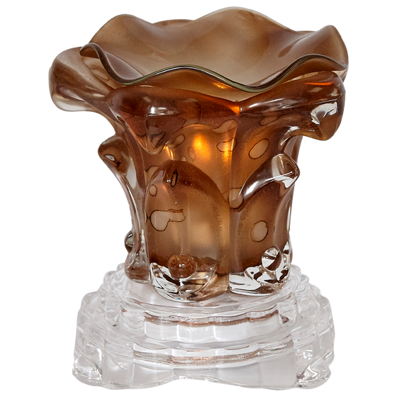 Oil Warmer Brown Glass Rose Dimmer Lamp by Aromar