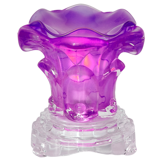 Oil Warmer Purple Glass Rose Dimmer Lamp by Aromar