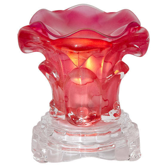 Oil Warmer Red Glass Rose Dimmer Lamp by Aromar