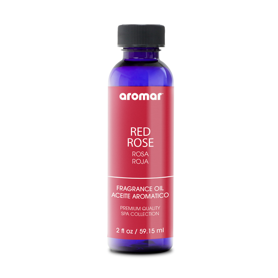 Fragrance Oil Red Rose by Aromar! The perfect aroma to romance yourself, Red Rose is a bouquet of freshly cut red roses infused with hints of violet and carnation. It features middle notes of lemon, green leaves, and spice, and base notes of honey and sandalwood. 